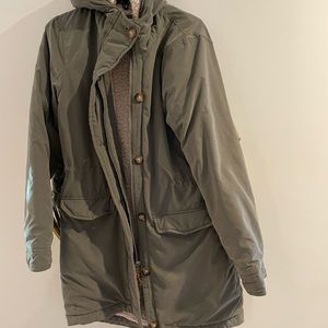 Abercrombie lined winter jacket, light olive green